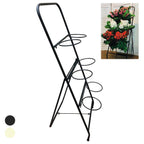 6-Circle Metal Plant Rack - 80cm Tall Black Tiered Garden Stand