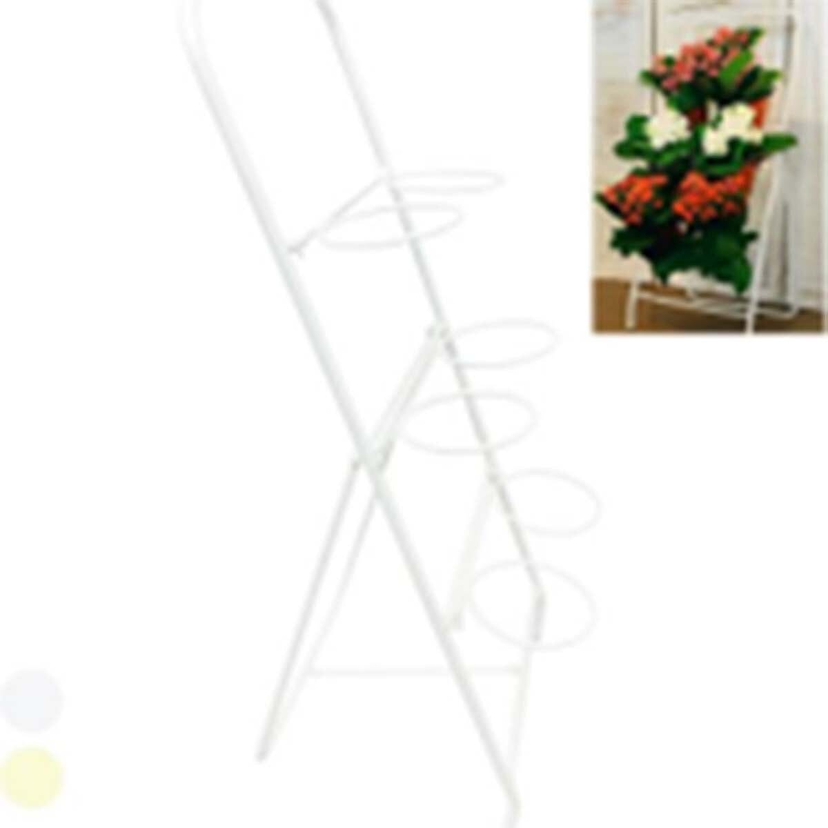 6-Circle Metal Plant Rack - 80cm Tall White Tiered Garden Stand