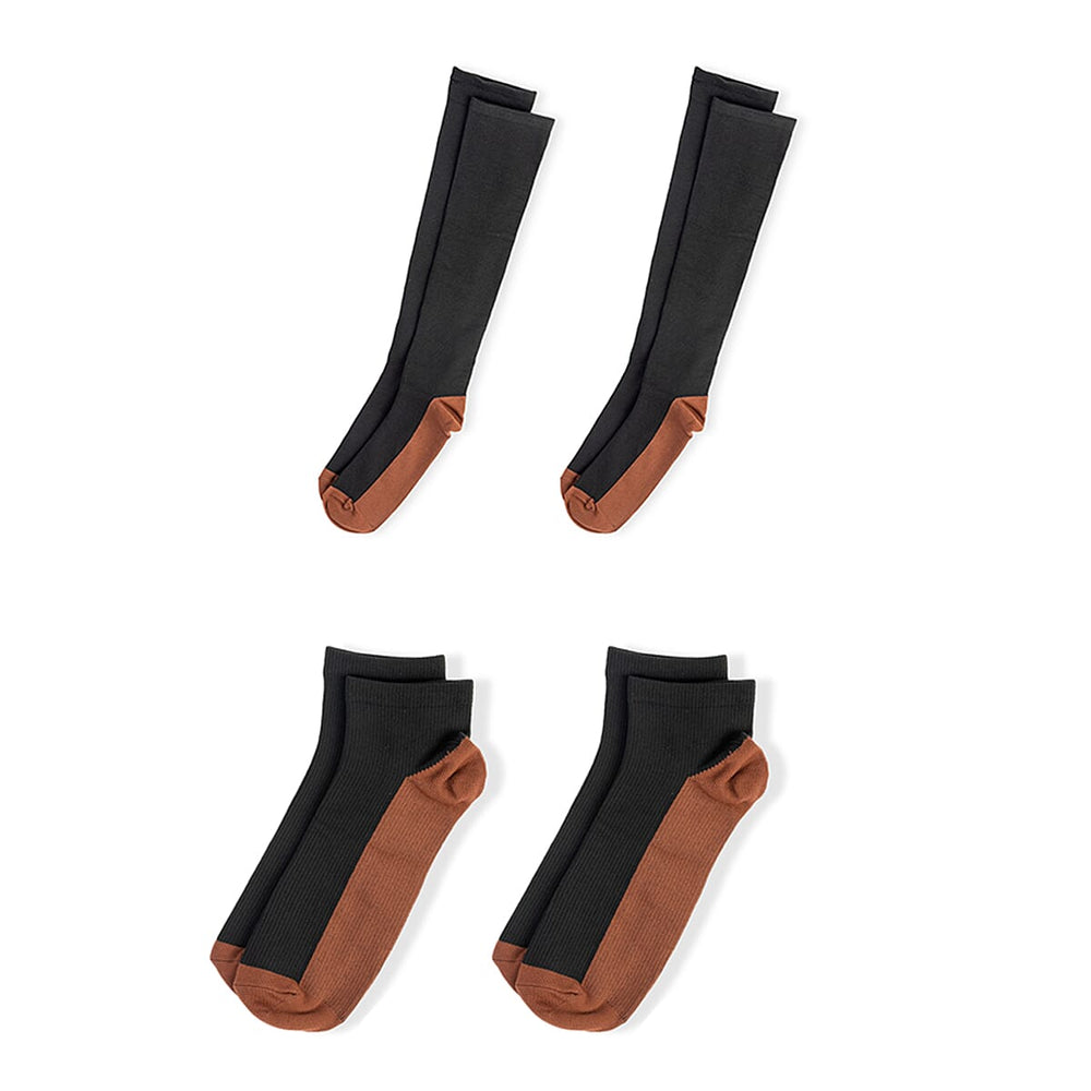 4-Pair Magic Copper Socks (Size L-XL) - Black