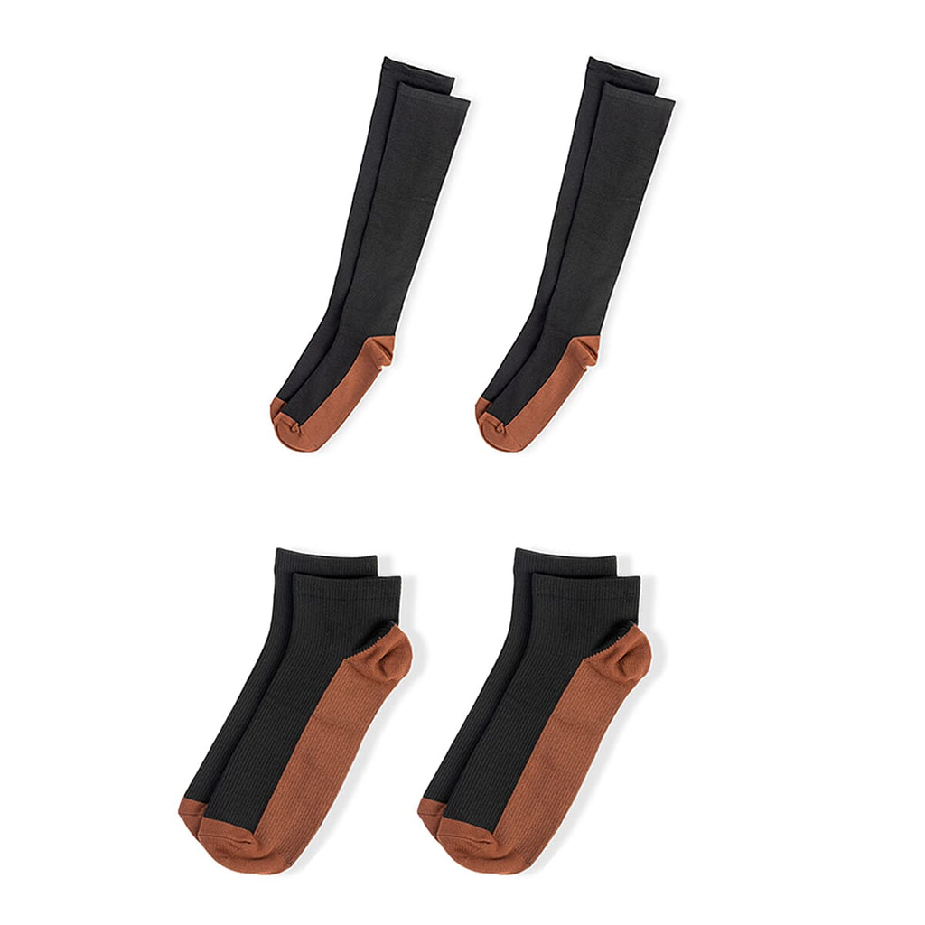 4-Pair Magic Copper Socks (Size L-XL) - Black