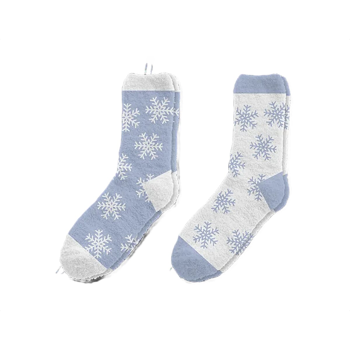 Pack of 2 - Ladies Floral Print Cosy Socks (Size UK 4-8) - White -  Blue