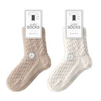 Two Packs of Two Ladies Textured Supersoft Knitted Socks (Size UK 3-7) - Brown - White