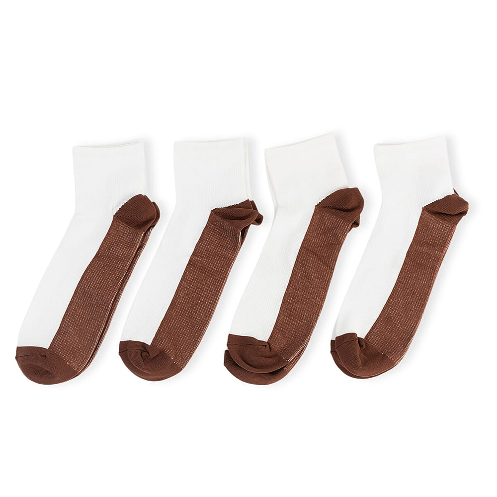 4-Pair Magic Copper Short Socks (Size S-M) - White