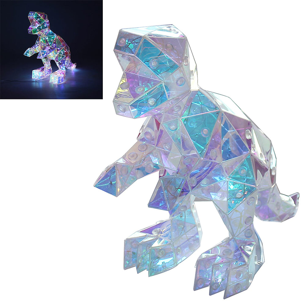 Crystal Look Dinosaur LED Night Light - USB Powered - Colour Changing Figurine (26 x 23 x 11 cm)