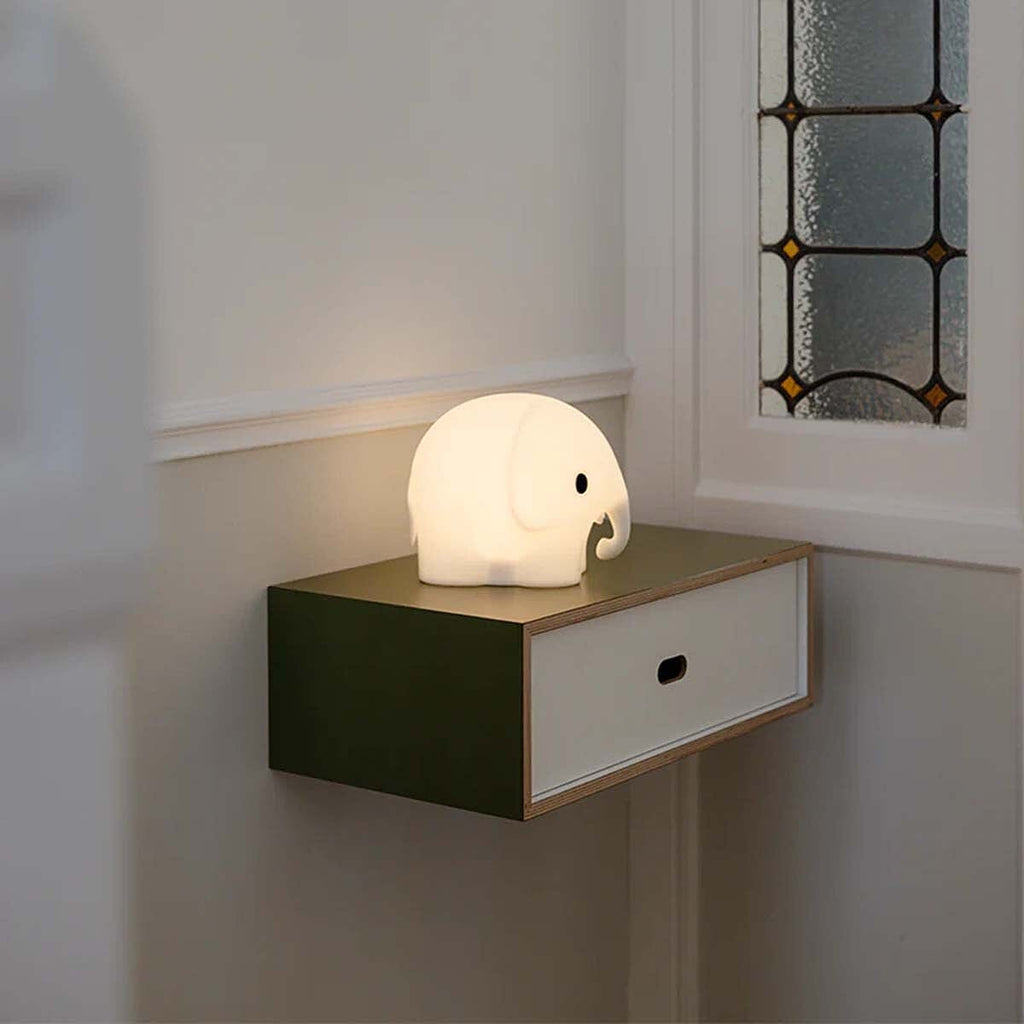Mr Maria Elephant Lamp - Soft White Silicone Nightlight (15cm)