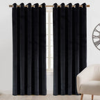 THE PREMIUM CLOSEOUT - Crushed Velvet Eyelet Header Lined  Curtains (229x168 cm) - Black