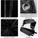 THE PREMIUM CLOSEOUT - Crushed Velvet Eyelet Header Lined  Curtains (229x168 cm) - Black