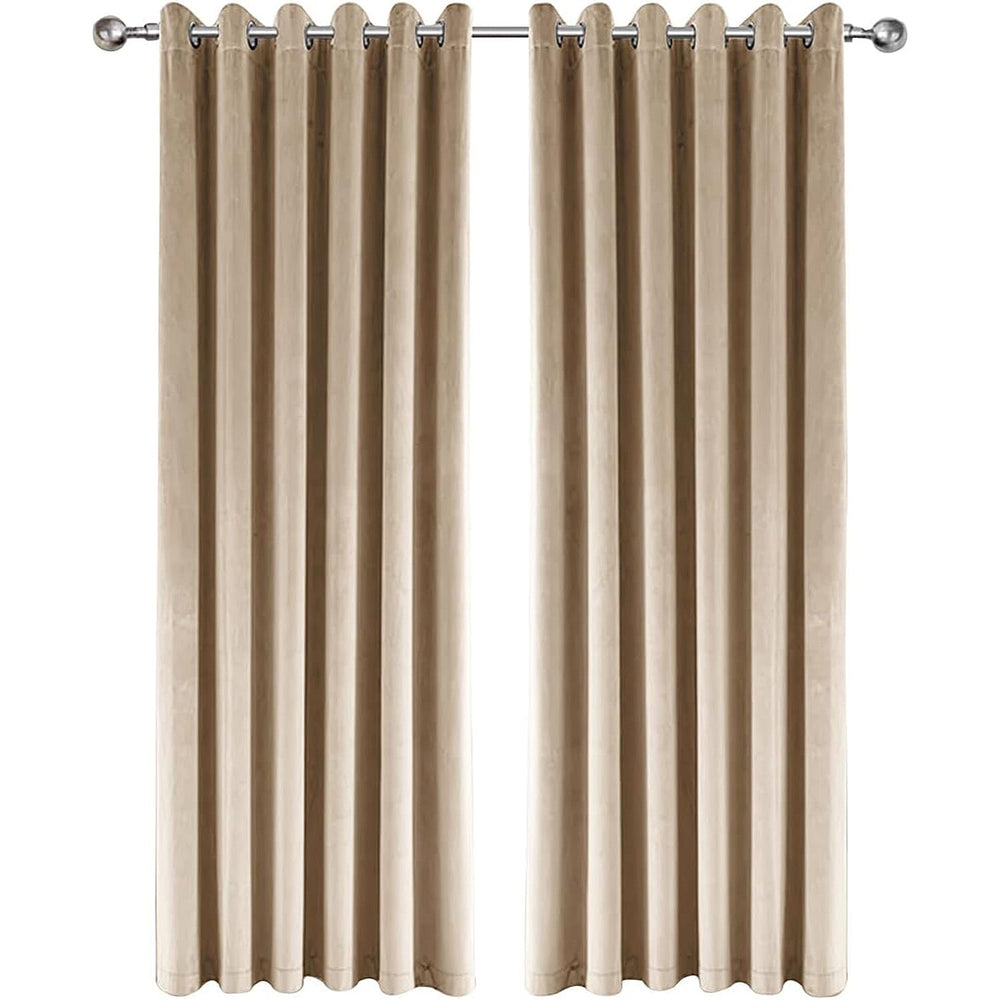 THE PREMIUM CLOSEOUT - Crushed Velvet Eyelet Header Lined  Curtains (229x168 cm) - Off White