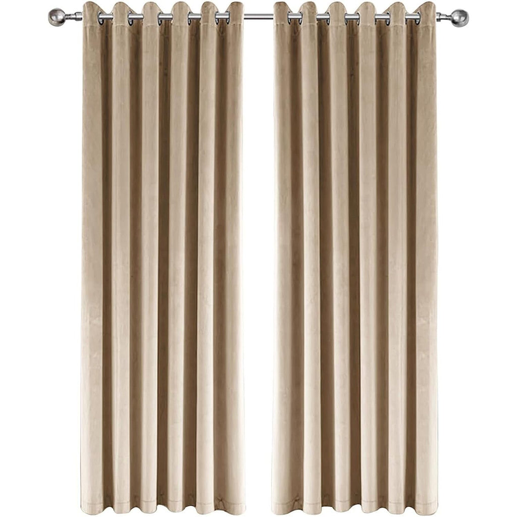 THE PREMIUM CLOSEOUT - Crushed Velvet Eyelet Header Lined  Curtains (229x168 cm) - Off White