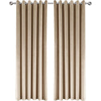 THE PREMIUM CLOSEOUT - Crushed Velvet Eyelet Header Lined  Curtains (229x168 cm) - Off White