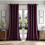 THE PREMIUM CLOSEOUT - Crushed Velvet Eyelet Header Lined Curtains (229x168 cm) - Purple