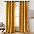 Crushed Velvet Eyelet Header Lined Curtains (229x168 cm) - Dark Gold