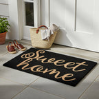 Sweet Home Vinyl-Backed Coir Tufted Printed Doormat (45x75cm) - Brown