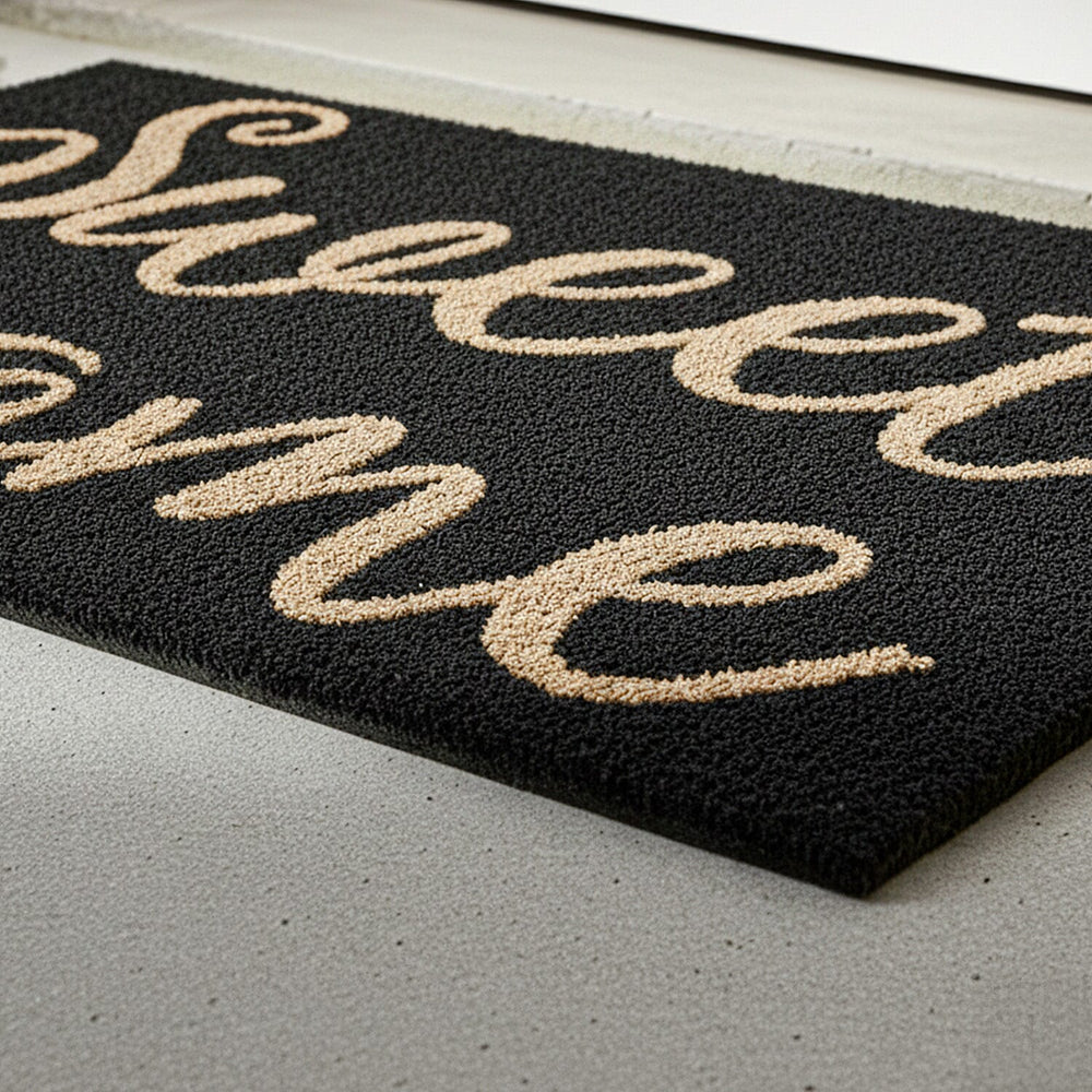 Sweet Home Vinyl-Backed Coir Tufted Printed Doormat (45x75cm) - Brown