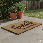 Welcome to Our Home Vinyl-Backed Coir Tufted Printed Doormat (45x75cm) - Brown