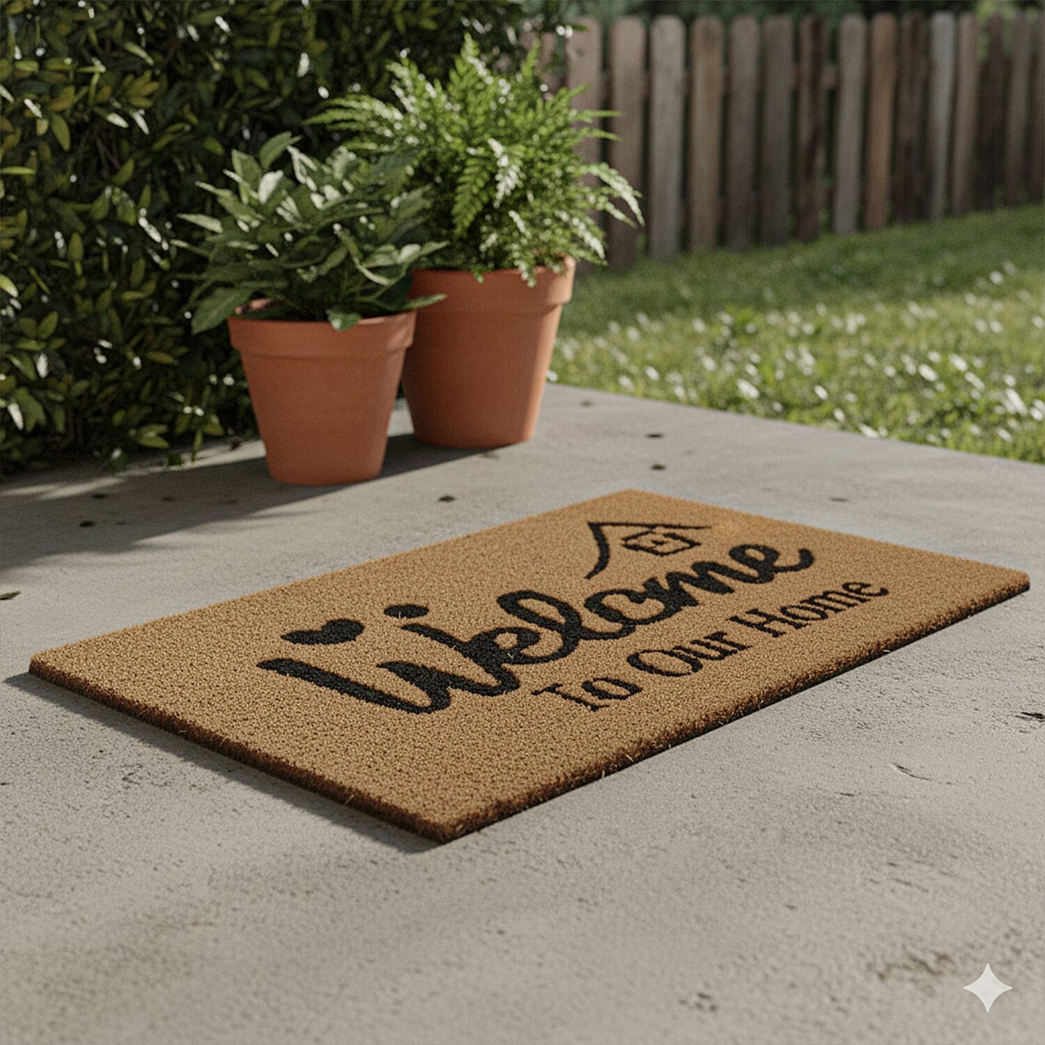 Welcome to Our Home Vinyl-Backed Coir Tufted Printed Doormat (45x75cm) - Brown