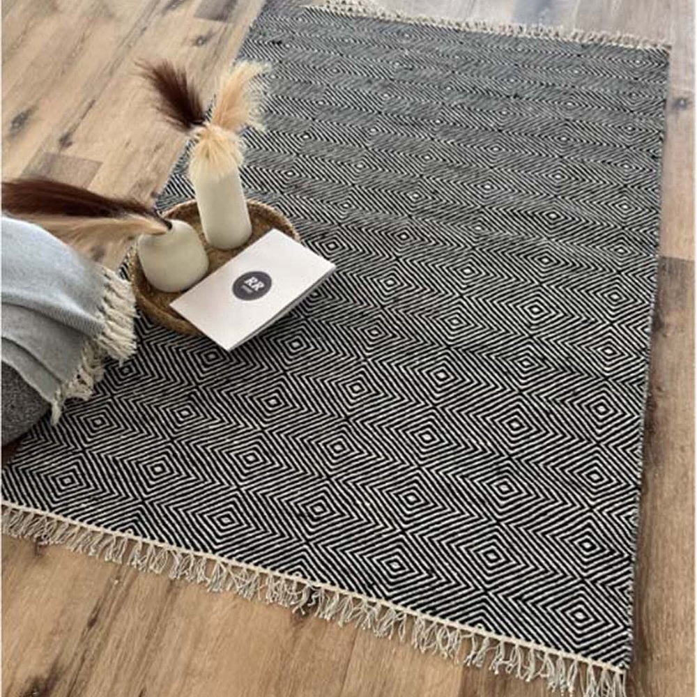 Rolf Wool Rug (180 x 120 cm) - Black 80% Wool 20% Cotton