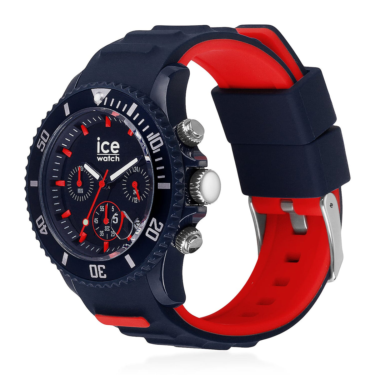 Ice Watch - Ice Chrono Trilogy Watch Dark Blue and Red Chronograph Watch with 10ATM Water