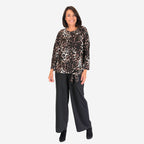 Indigo - Co Viscose Tie Front Top (Size L) - Leopard