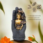 Solar Buddha with Lotus Flower Fountain & LED Light  - Grey