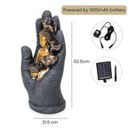 Solar Buddha with Lotus Flower Fountain & LED Light  - Grey