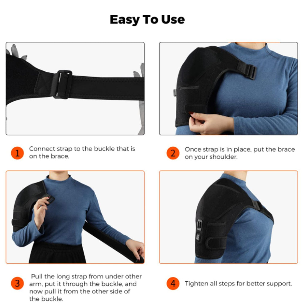 Infrared Shoulder Wrap With Extension Strap - 30 Infrared LEDs, 3 Temperature Settings - Black