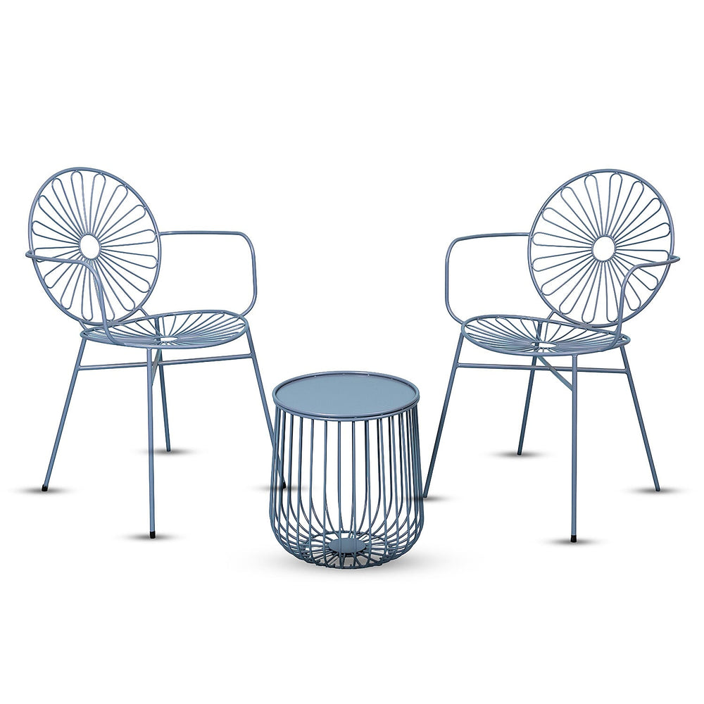 Outdoor Bistro Garden Set in Metal, Chairs and Table (Size 56x53x85 cm) - Aqua