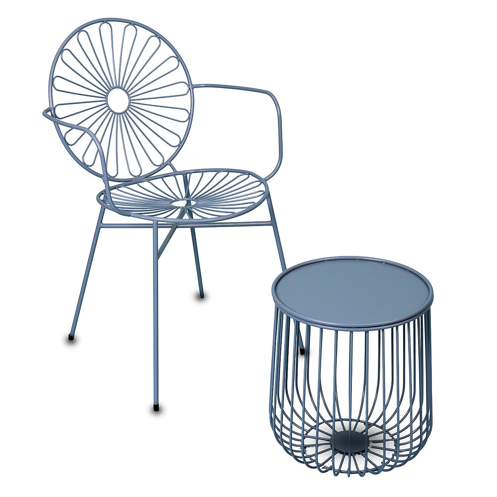 Outdoor Bistro Garden Set in Metal, Chairs and Table (Size 56x53x85 cm) - Aqua