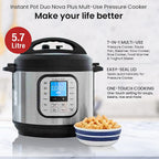 Instant Pot Duo Nova Plus Mult-Use Pressure Cooker  - 5.7Litre -  Pressure Cooker, Saute Pan, Steamer, Slow Cooker, Rice Cooker, Food Warmer & Yoghurt Maker