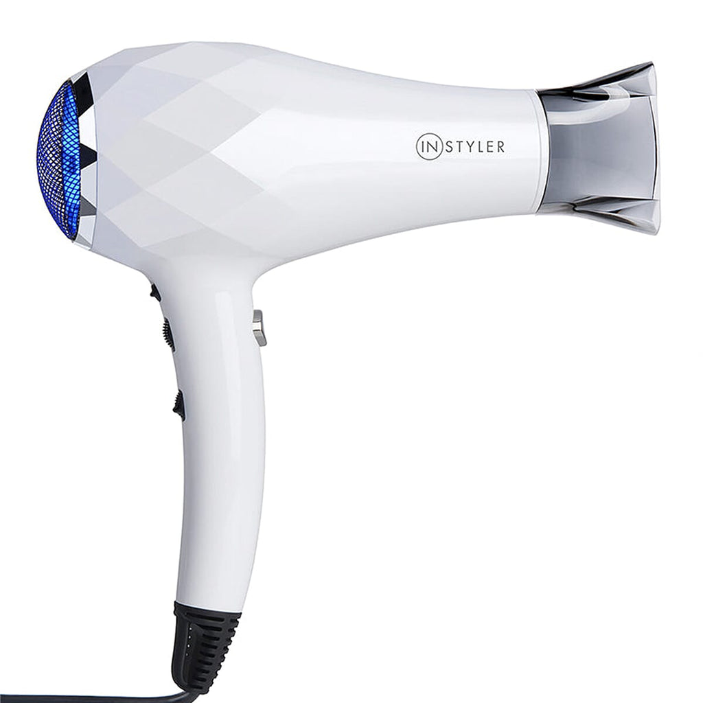 Flower Beauty Ionic Energy Efficient Pro Hair Dryer with 2 Heat Settings and Adjustable Airflow - White