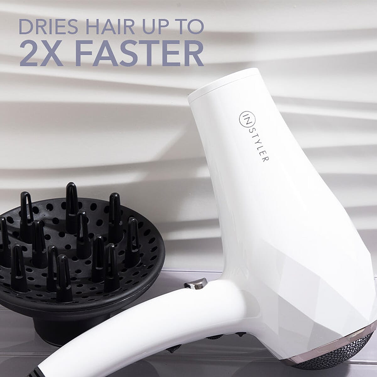 Flower Beauty Ionic Energy Efficient Pro Hair Dryer with 2 Heat Settings and Adjustable Airflow - White