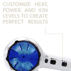 Flower Beauty Ionic Energy Efficient Pro Hair Dryer with 2 Heat Settings and Adjustable Airflow - White