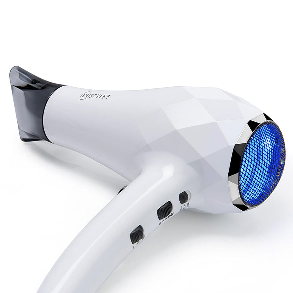 Flower Beauty Ionic Energy Efficient Pro Hair Dryer with 2 Heat Settings and Adjustable Airflow - White
