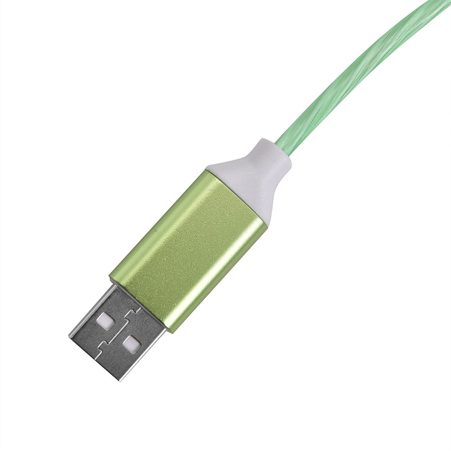 3 in 1 Magnetic Charging USB Cable with Flowing LED Light (Size 2x1 m) - Green