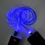 3 in 1 Magnetic Charging USB Cable with Flowing LED Light (Size 2x1 m) - Blue