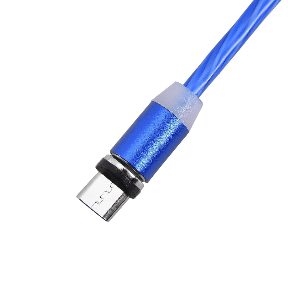 3 in 1 Magnetic Charging USB Cable with Flowing LED Light (Size 2x1 m) - Blue