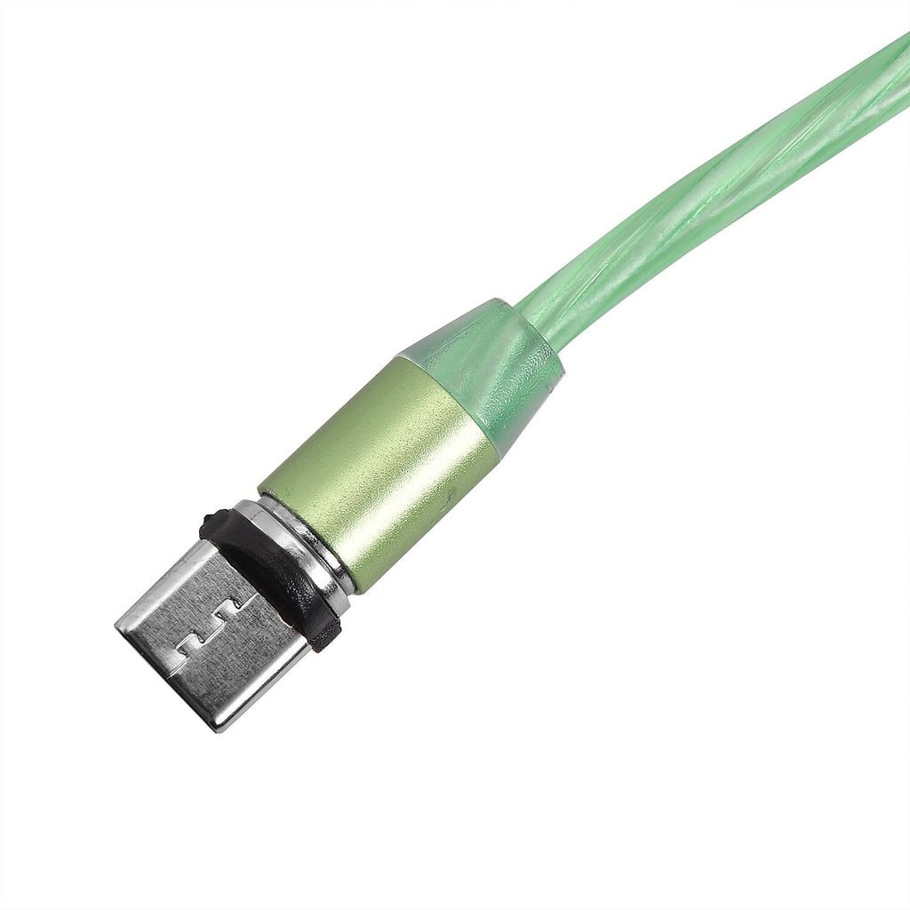 3 in 1 Magnetic Charging USB Cable with Flowing LED Light (Size 2x1 m) - Green