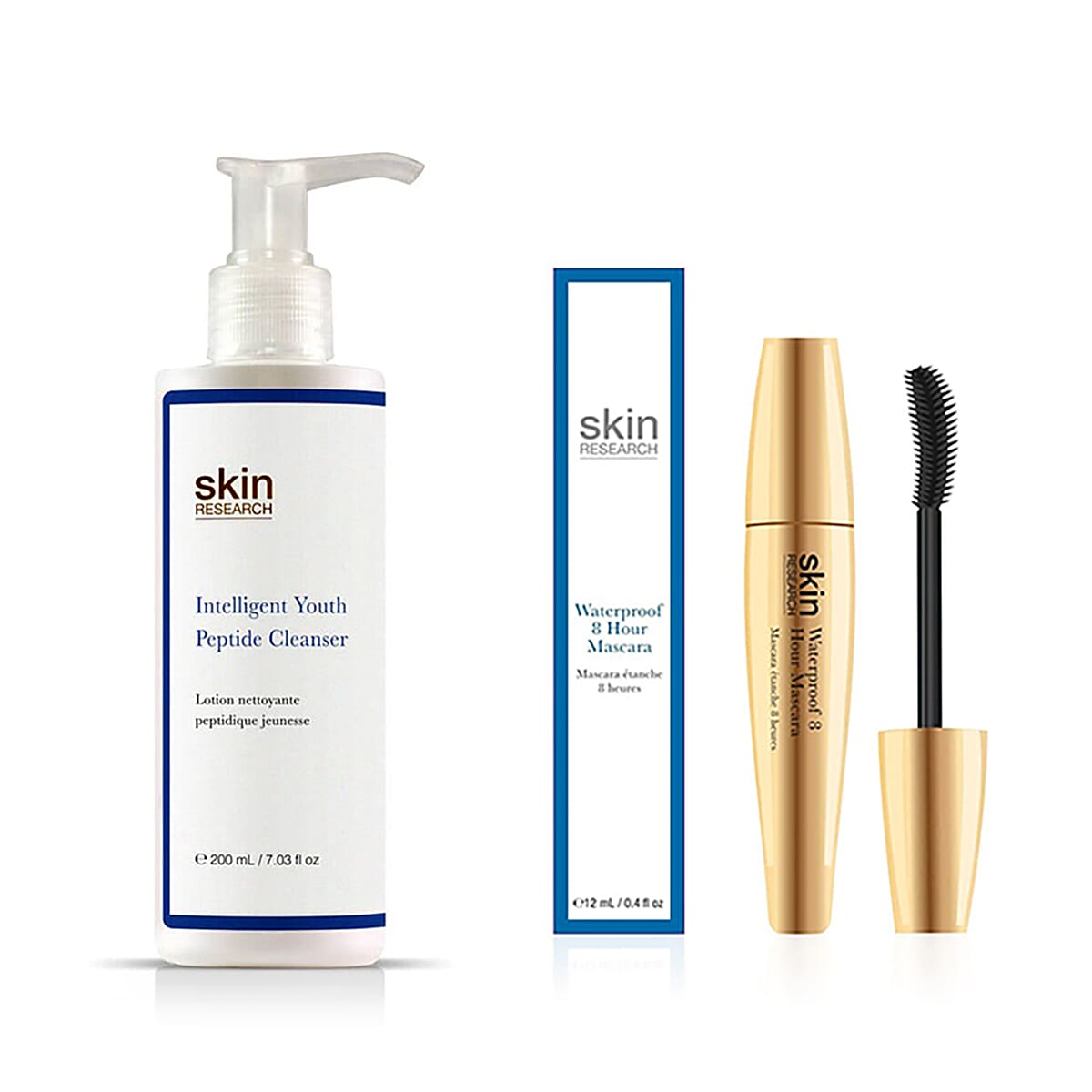 Skin Research Intelligent Youth Peptide Cleanser 200ml - FREE Skin Research Waterproof 8 Hour Mascara - 12ml