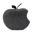 Back By Popular Demand - Apple Shape Crystal Clutch Bag with Long Chain Strap - Toggle Clip - Gun