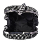 Back By Popular Demand - Apple Shape Crystal Clutch Bag with Long Chain Strap - Toggle Clip - Gun