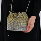 Gradient colour crystal drawstring bucket bag (Size 17x11x17 cm) - Yellow & Yellow