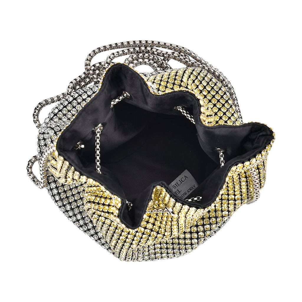 Gradient colour crystal drawstring bucket bag (Size 17x11x17 cm) - Yellow & Yellow