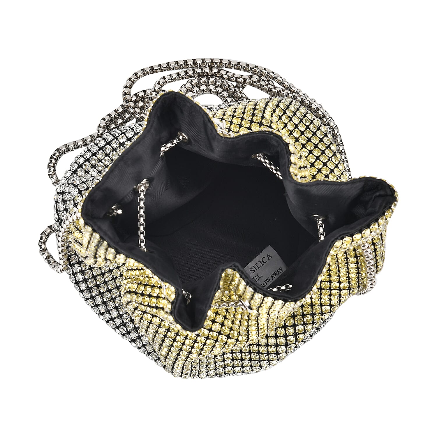 Gradient colour crystal drawstring bucket bag (Size 17x11x17 cm) - Yellow & Yellow