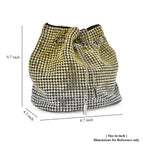 Gradient colour crystal drawstring bucket bag (Size 17x11x17 cm) - Yellow & Yellow