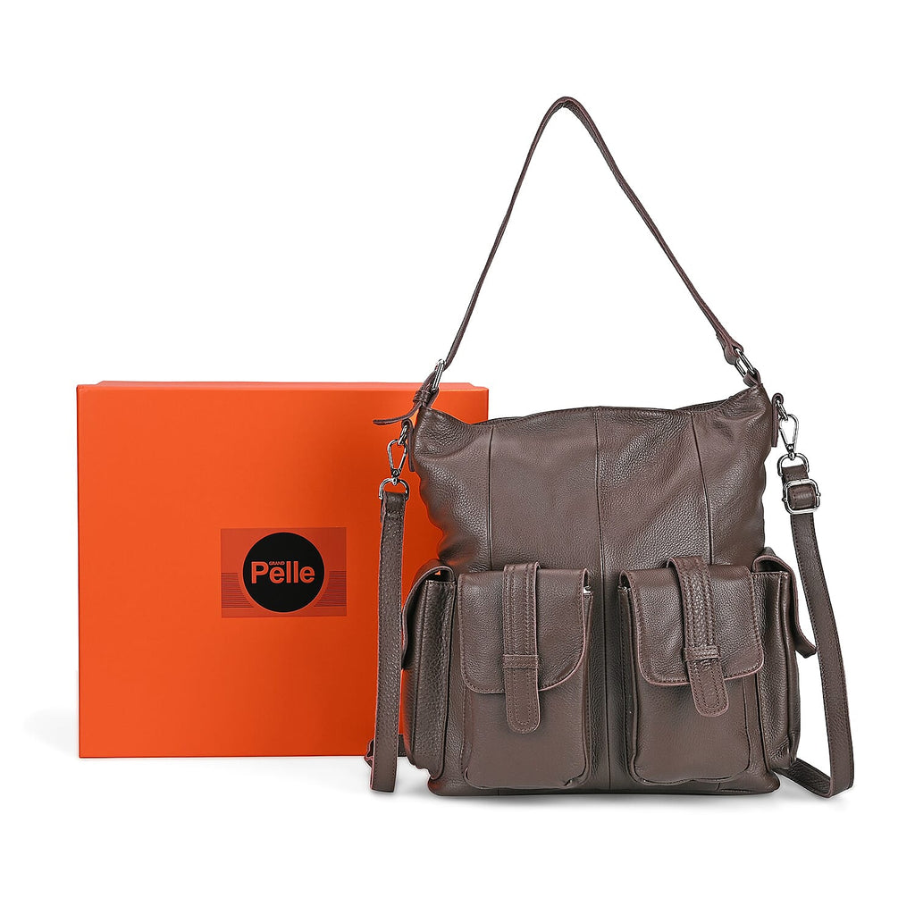 The Sumptuous Collection - Genuine Leather Crossbody Bag  - Coffee