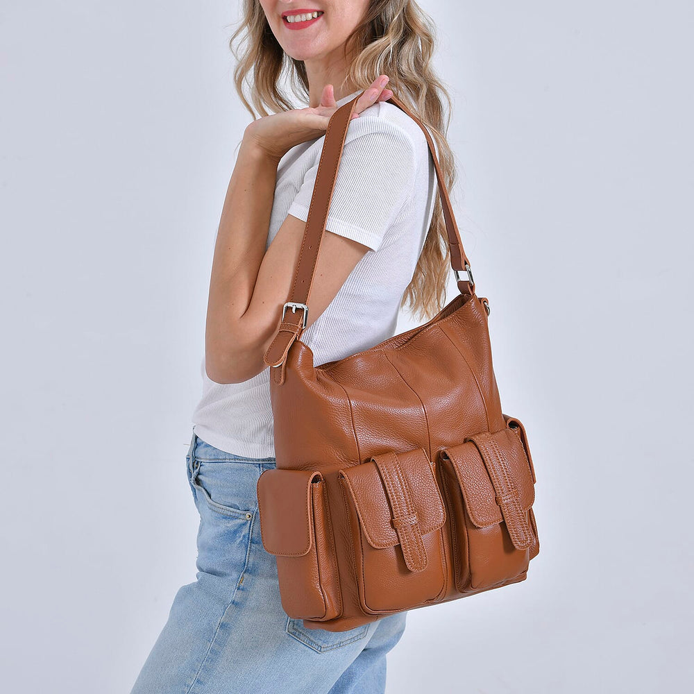 The Sumptuous Collection - Genuine Leather Crossbody Bag  - Brown