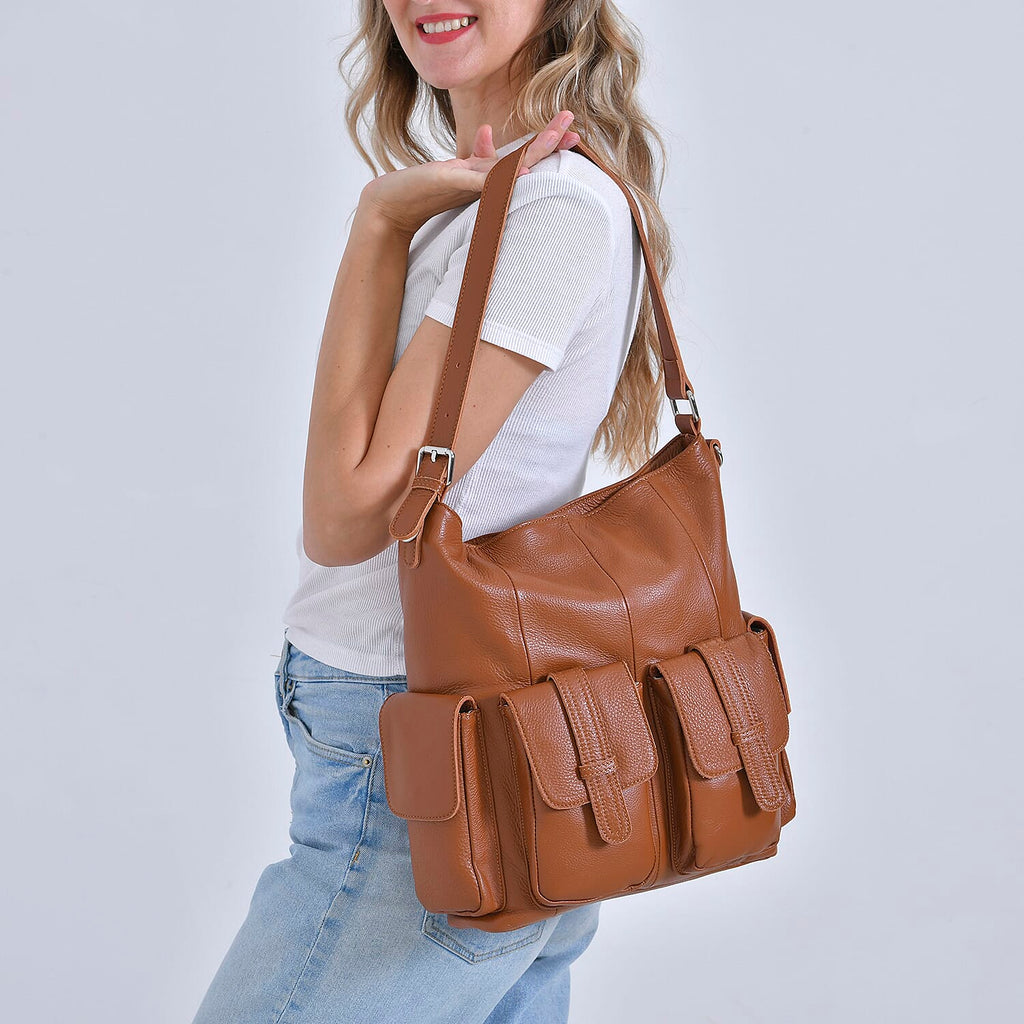 The Sumptuous Collection - Genuine Leather Crossbody Bag  - Brown
