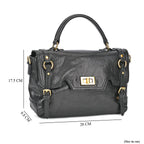 Italy Retro Noble Collection - Genuine Leather Crossbody Bag with Handle Drop - Black