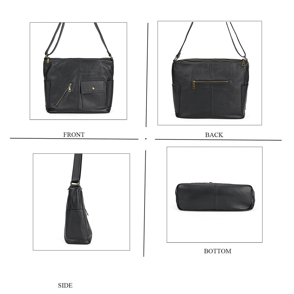 Genuine Leather Sumptuous Crossbody Bag - Black