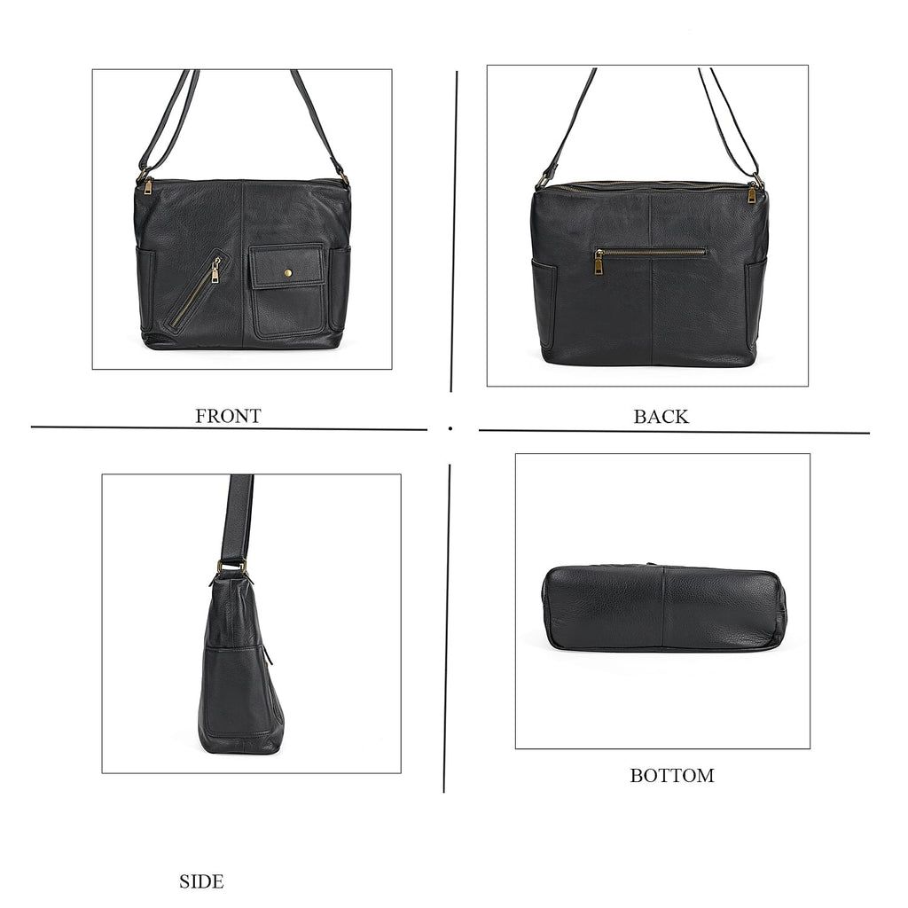 Genuine Leather Sumptuous Crossbody Bag - Black